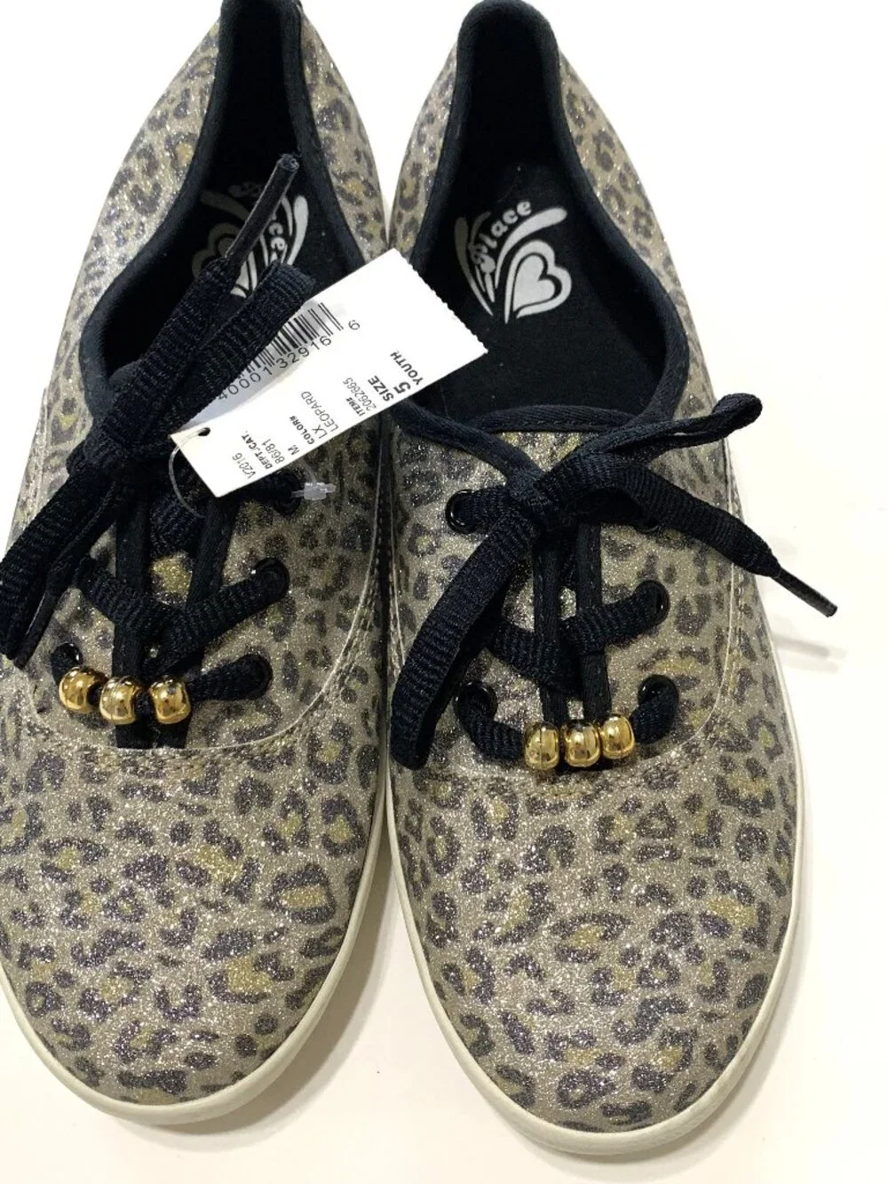 Brand New Children’s Place Leopard Print Girls Flat Shoes Lace Size 5